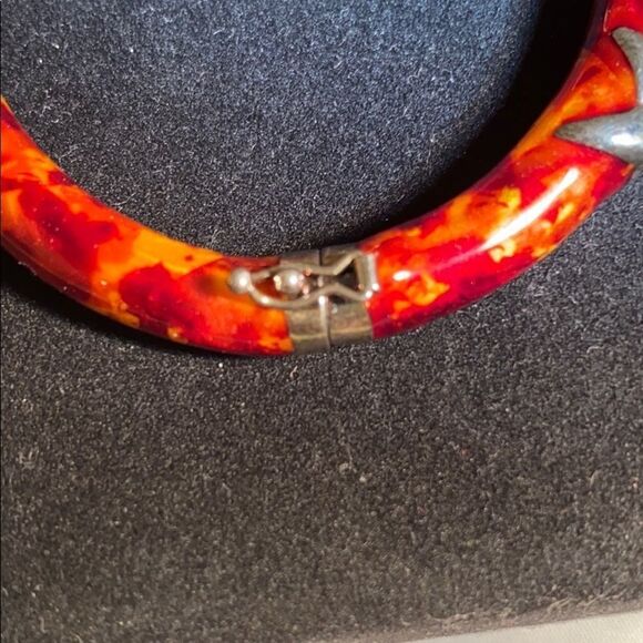 Sterling silver acrylic tortoise shell bracelet - Picture 5 of 9
